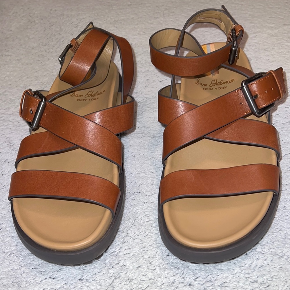 Women's Sam Edelman Eleanora brown leather sandals, walking shoes , NWT, sz 6